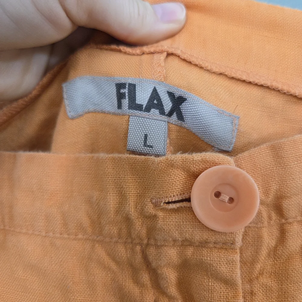 Flax 100% Linen Womens Pants Sunkist Orange Size Large Flowy‎ Coastal Beach